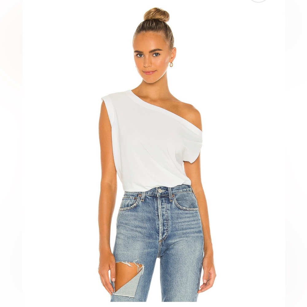 Norma Kamali White Drop Shoulder Top Size Small